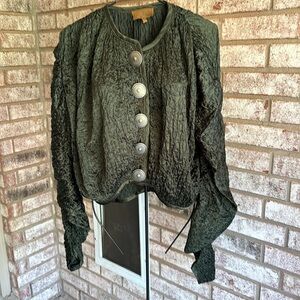 Double D Ranch Textured Green Jacket with Silver Buttons